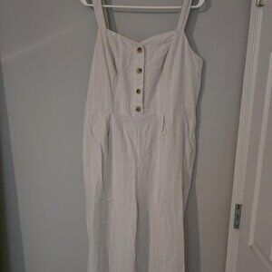 Lightweight Striped Button-Front Jumpsuit